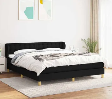 vidaXL Krevet s oprugama i madracem crni 160x200 cm od tkanine - Venlo