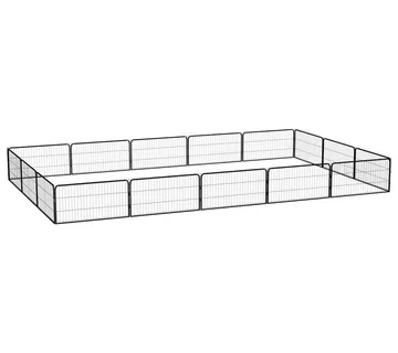 vidaXL Ograda za pse s 16 panela crna 100 x 50 cm čelik obložen prahom - Venlo