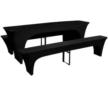 vidaXL 3 Elastične Navlake za Pivski Stol i Klupe Crne 220 x 70 x 80 cm - Venlo