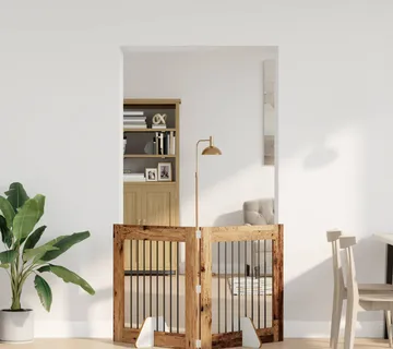 vidaXL Preklopna vrata za pse s postoljem 2 kom. Staro drvo 160,5 cm - Venlo