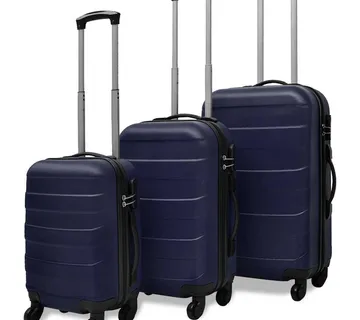 vidaXL Trodijelni set čvrstih kovčega s kotačima plavi 45,5/55/66 cm - Venlo