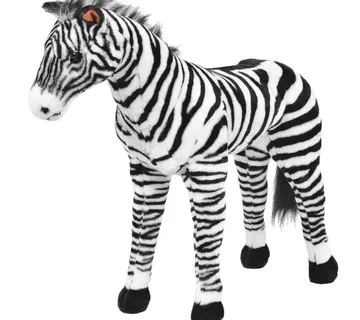 vidaXL Samostojeća plišana zebra crno-bijela XXL - Venlo