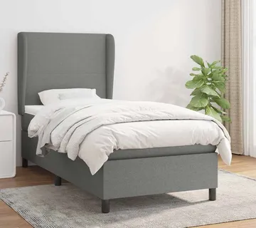 vidaXL Krevet s oprugama i madracem tamnosivi 90x200 cm od tkanine - Venlo