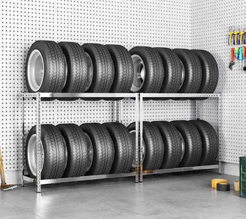 vidaXL Stalci za gume s 2 razine 2 kom srebrni 110x40x110 cm čelični - Venlo