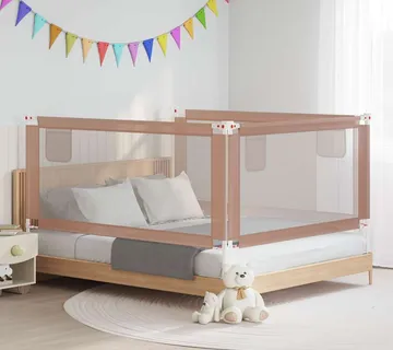 vidaXL Sigurnosna ograda za dječji krevet smeđe-siva 180x25 cm tkanina - Venlo