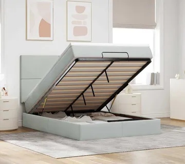 vidaXL Otomanski krevet s madracima svijetlosivi 140x190 cm baršunasti - Venlo