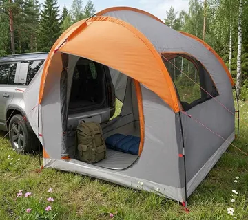 vidaXL Šator za auto s krovom Siva i narančasta 239 x 210 x 210 cm - Venlo