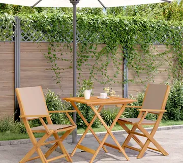 vidaXL 3-dijelni bistro set od tkanine i masivnog drva smeđesivi - Venlo