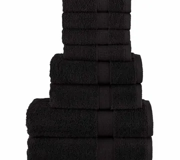 vidaXL 8-dijelni vrhunski set ručnika SOLUND crni 600 gsm - Venlo