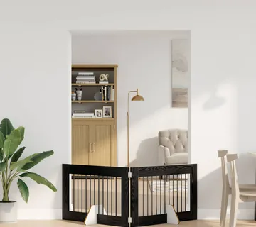 vidaXL Preklopna vrata za pse s postoljem 2 kom. Crni hrast 200,5 cm - Venlo