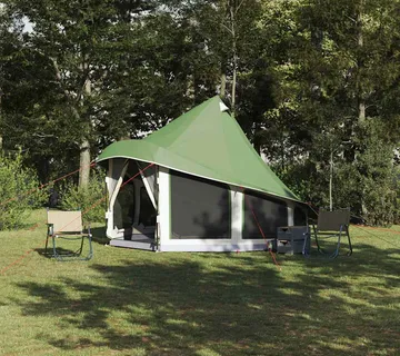 vidaXL Tipi šator s krovom s pohranom Zelena 404 x 370 x 270 cm taft - Venlo