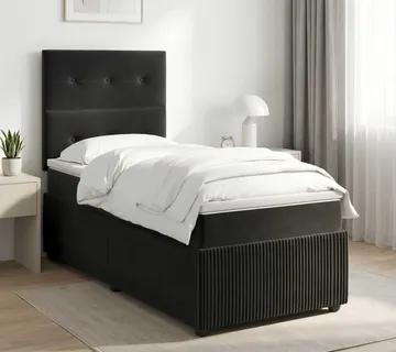 vidaXL Boxspring krevet s madracem Crna 80 x 200 cm Baršun - Venlo