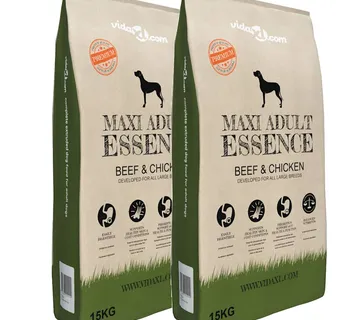 vidaXL Premium suha hrana za pse Maxi Adult Essence Beef & Chicken 2 kom 30 kg - Venlo