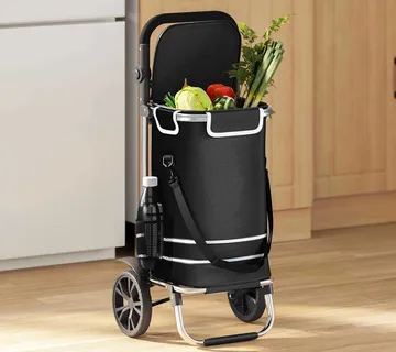 vidaXL Kolica za kupovinu Crna 36,5 x 46,5 x 100,5 cm Oxford tkanina - Venlo