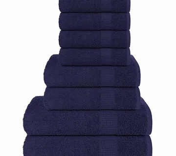 vidaXL Set ručnika FROGN od 8 dijelova tamnoplave boje 360 g/m² - Venlo