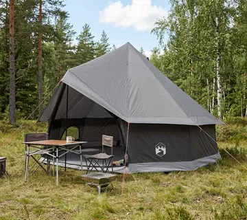 vidaXL Tipi šator 8-osobni Smeđa siva Poliester i čelik - Venlo