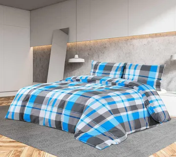 vidaXL Set posteljine za poplun plavo-sivi 260x240 cm pamučni - Venlo