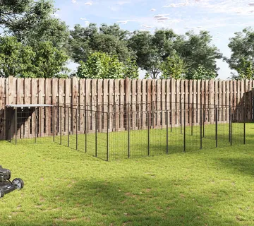 vidaXL Kavez za pse crni 20,57 m² čelični - Venlo