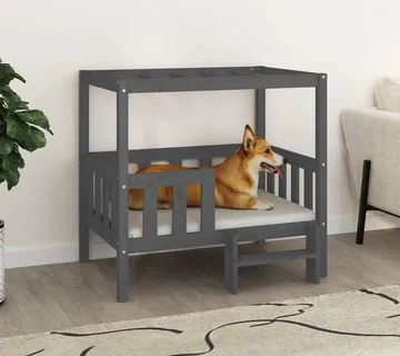 vidaXL Krevet za pse sivi 95,5x73,5x90 cm od masivne borovine - Venlo