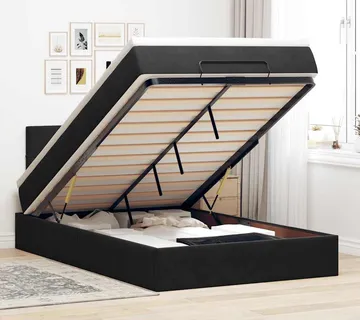 vidaXL Otomanski krevet s madracem crni 120x200 cm baršunasti - Venlo