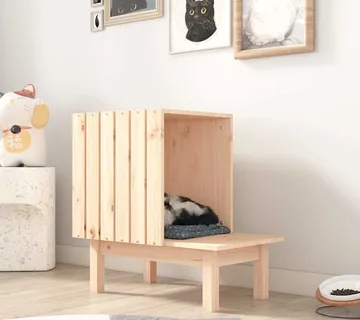 vidaXL Kućica za mačke 60 x 36 x 60 cm od masivne borovine - Venlo