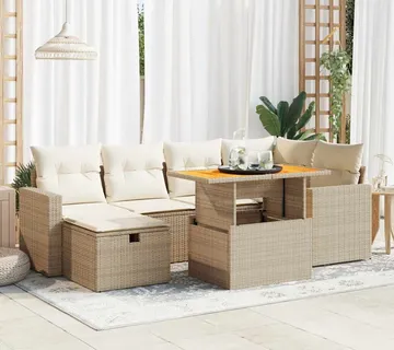 vidaXL 8-dijelni set vrtnih sofa od poliratana s jastucima bež bagrem - Venlo
