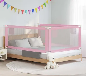 vidaXL Sigurnosna ograda za dječji krevet ružičasta 200x25 cm tkanina - Venlo