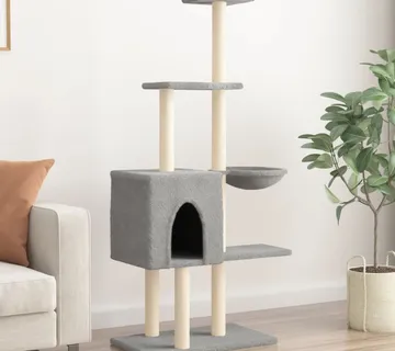 vidaXL Penjalica za mačke sa stupovima za grebanje svjetlosiva 145 cm - Venlo