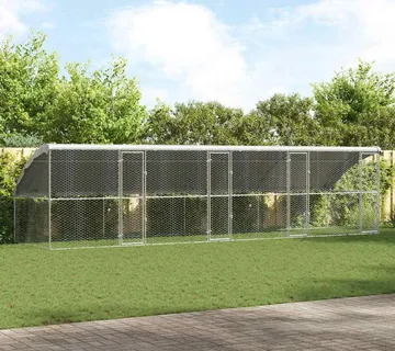 vidaXL Kućica za pse 4 kom. Srebrno 8 x 2 x 2 m Pocinčani čelik - Venlo