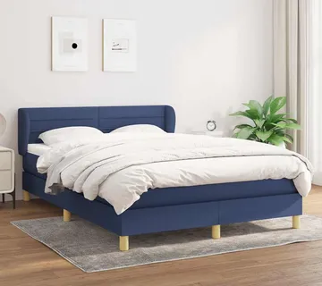 vidaXL Krevet s oprugama i madracem plavi 140 x 190 cm od tkanine - Venlo