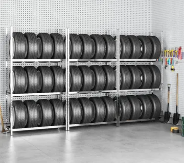 vidaXL Stalci za gume s 3 razine 3 kom srebrni 110x40x200 cm čelični - Venlo