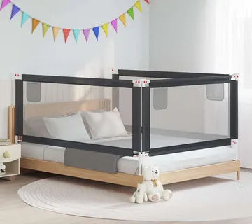 vidaXL Sigurnosna ograda za dječji krevet tamnosiva 200x25 cm tkanina - Venlo