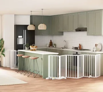 vidaXL Vrata za pse s vratašcima 9 panela sklopiva 450 cm drvo topole - Venlo