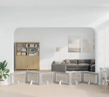 vidaXL Preklopna vrata za pse s postoljem 6 kom. Siva Sonoma 602 cm - Venlo