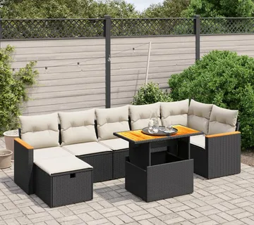 vidaXL 8-dijelni set vrtnih sofa od poliratana s jastucima crni - Venlo