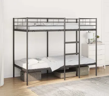 vidaXL Krevet na kat bez madraca crni 90x200 cm čelik - Venlo