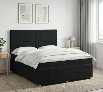 vidaXL Boxspring krevet s madracem Crna 200 x 200 cm Tkanina - Venlo