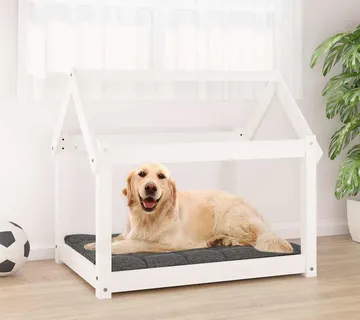 vidaXL Krevet za pse bijeli 81 x 60 x 70 cm od masivne borovine - Venlo