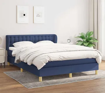 vidaXL Krevet s oprugama i madracem plavi 140 x 190 cm od tkanine - Venlo