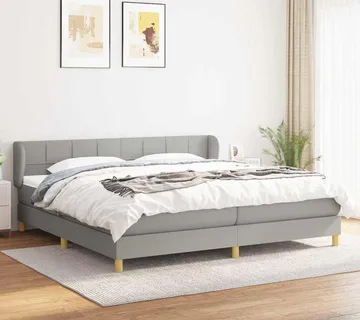 vidaXL Krevet s oprugama i madracem svjetlosivi 200 x 200cm od tkanine - Venlo
