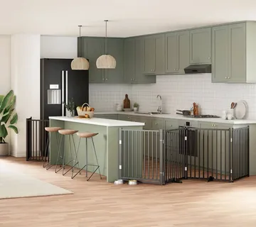 vidaXL Vrata za pse s vratašcima 6 panela sklopiva 480 cm drvo topole - Venlo