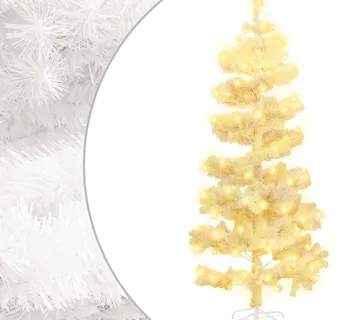 vidaXL Spiralno osvijetljeno božićno drvce sa stalkom bijelo 150cm PVC - Venlo