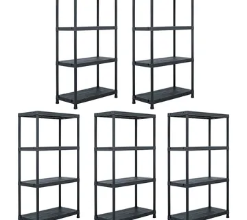 vidaXL Stalci za pohranu 5 kom crni 60 x 30 x 138 cm plastični - Venlo