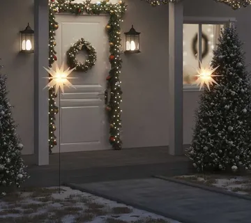 vidaXL Božićna svjetiljka sa šiljkom za tlo LED sklopiva bijela 57 cm - Venlo