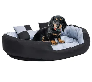 vidaXL Dvostrani perivi jastuk za pse sivo-crni 110 x 80 x 23 cm - Venlo