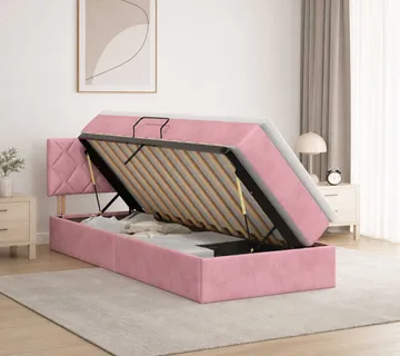 vidaXL Krevet s od storage s uzglavljem Ružičasta 90 x 200 cm Baršun - Venlo