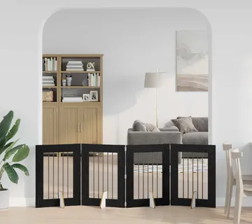 vidaXL Preklopna vrata za pse s postoljem 4 kom. Crni hrast 241 cm - Venlo