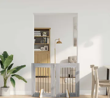 vidaXL Preklopna vrata za pse s postoljem 2 kom. Siva Sonoma 120,5 cm - Venlo