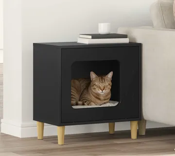 vidaXL Mačja Kuća Crna 51 x 30 x 52 cm Konstruirano drvo - Venlo