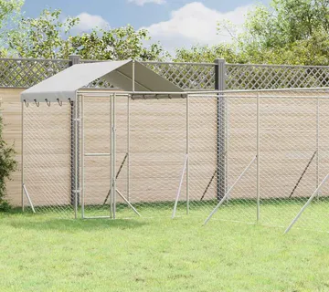 vidaXL Vanjski kavez za pse s krovom srebrni 10x8x2,5m pocinčani čelik - Venlo
